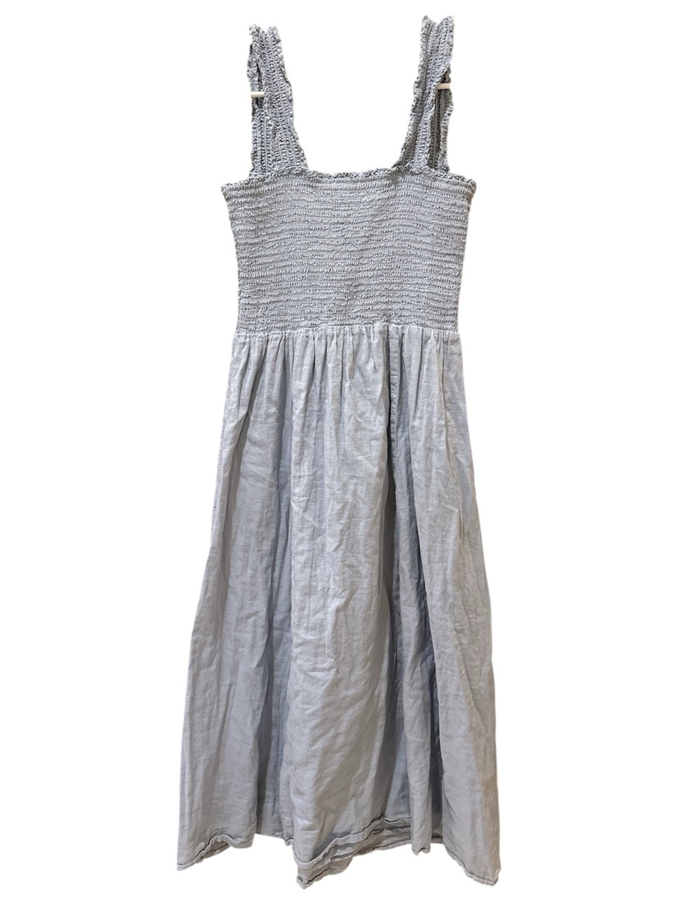 Reformation Darla 100% Organic Cotton Smocked Midi Dress in mineral blue Size: M - Picture 4 of 6